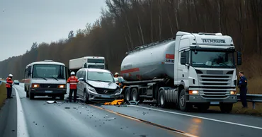 В Румынии на трассе DN 6 микроавтобус столкнулся с автоцистерной и грузовиком: 7 погибших