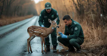 Инспекторы спасли косулю после ДТП на трассе Леово-Сэрата Резешть