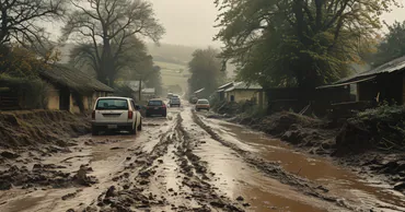 Школьный автобус застрял в грязи на дороге села Акуй в Кантемирском районе