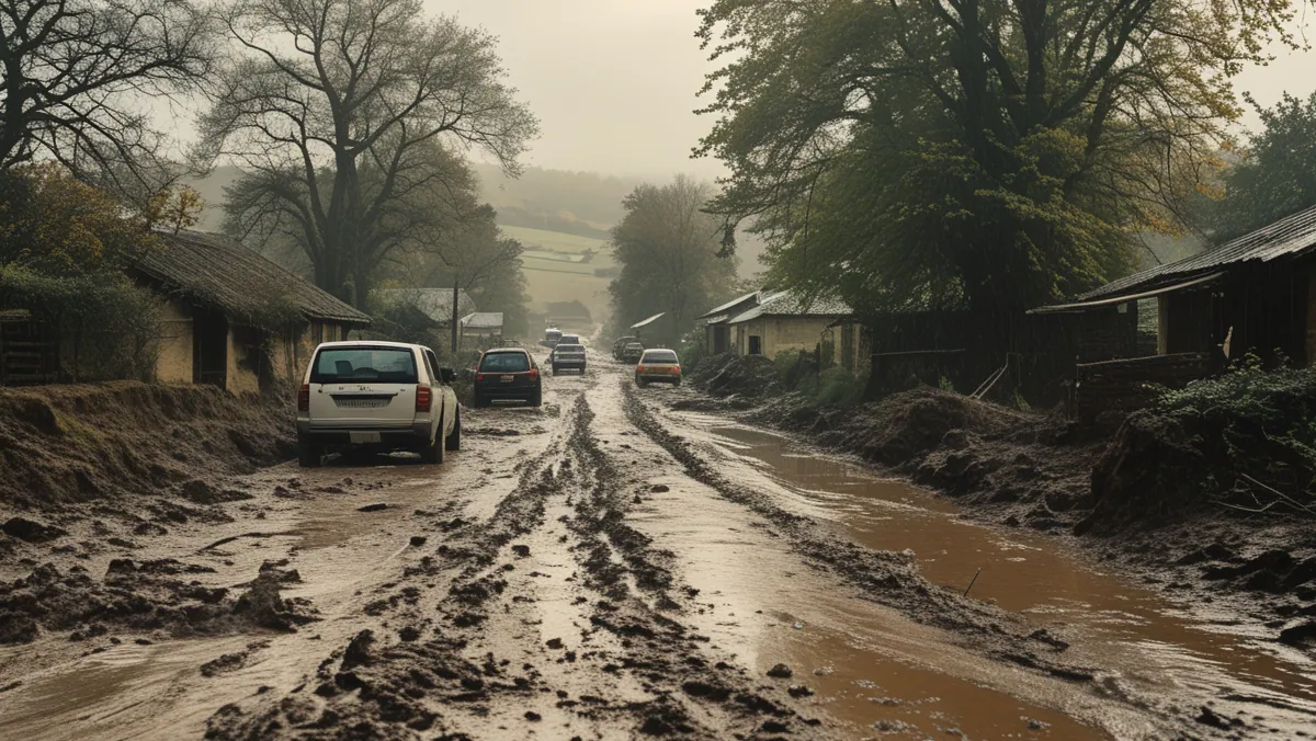 Школьный автобус застрял в грязи на дороге села Акуй в Кантемирском районе