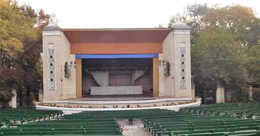 The outdoor stage and seating area of the Green Theater in Chisinau, Moldova.