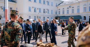 Officials visiting the Military Academy of the Armed Forces in Moldova.
