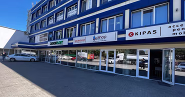 A commercial building facade located on Mesterul Manole street in Chisinau.