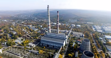 Aerial view of the Termoelectrica power plant in Chisinau, Moldova.