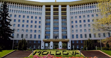 The building of the Parliament of the Republic of Moldova in Chisinau.