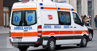 A Moldovan ambulance vehicle on a city street.