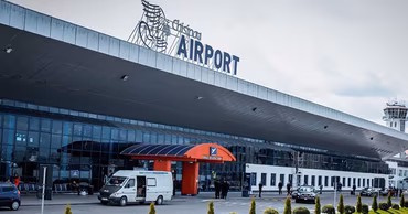 Exterior view of the Chisinau International Airport terminal building.