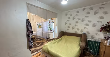 An interior view of a residential room in Chisinau where a crime occurred.