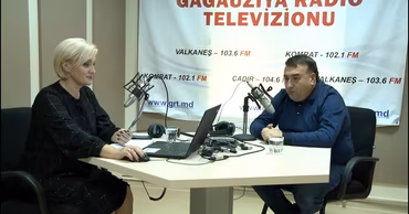 Valentin Gaidarji participating in a radio interview at Gagauziya Radio Televizionu studio.