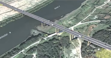 Aerial view rendering of the planned bridge over the Dniester river between Moldova and Ukraine.