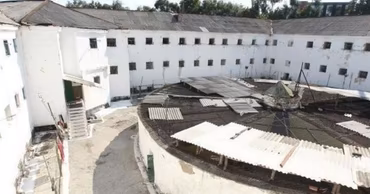 Aerial view of the Cricova prison building in Moldova.