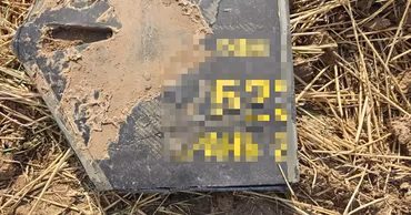Debris of a drone or missile found in a field in Crocmaz, Moldova.