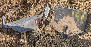 Debris of a crashed drone found in a field in Moldova.