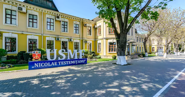 The main building of the Nicolae Testemitanu State University of Medicine and Pharmacy in Chisinau.
