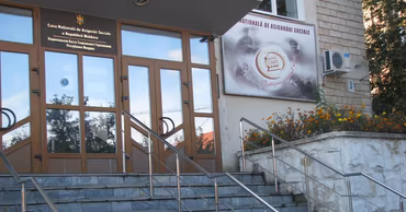 The entrance to the National Social Insurance House (CNAS) building in Moldova.