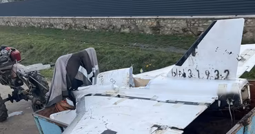 Wreckage of a drone found in a trailer in a Moldovan village.
