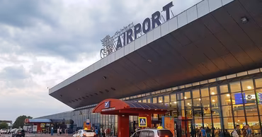 Exterior view of the Chisinau International Airport terminal building.
