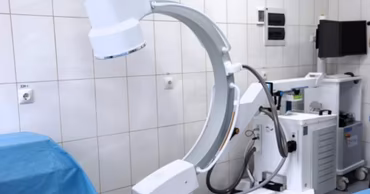 A medical X-ray machine in a clinical setting.