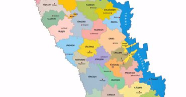 A detailed administrative map of Moldova showing its current districts and major cities.