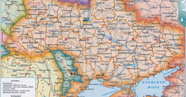 A geographical map showing Ukraine and Moldova with their borders and major cities.
