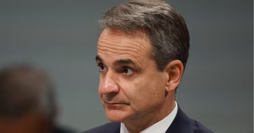 Portrait of Greek Prime Minister Kyriakos Mitsotakis.