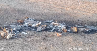 Wreckage of a drone found in a field near Colonita, Moldova.
