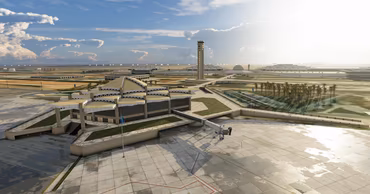 An aerial view of the King Khalid International Airport in Riyadh, Saudi Arabia.