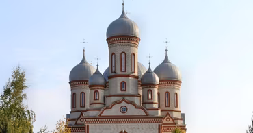 A view of the Orthodox church in the village of Tsargrad, Moldova.