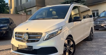 A white Mercedes-Benz van parked in a lot.